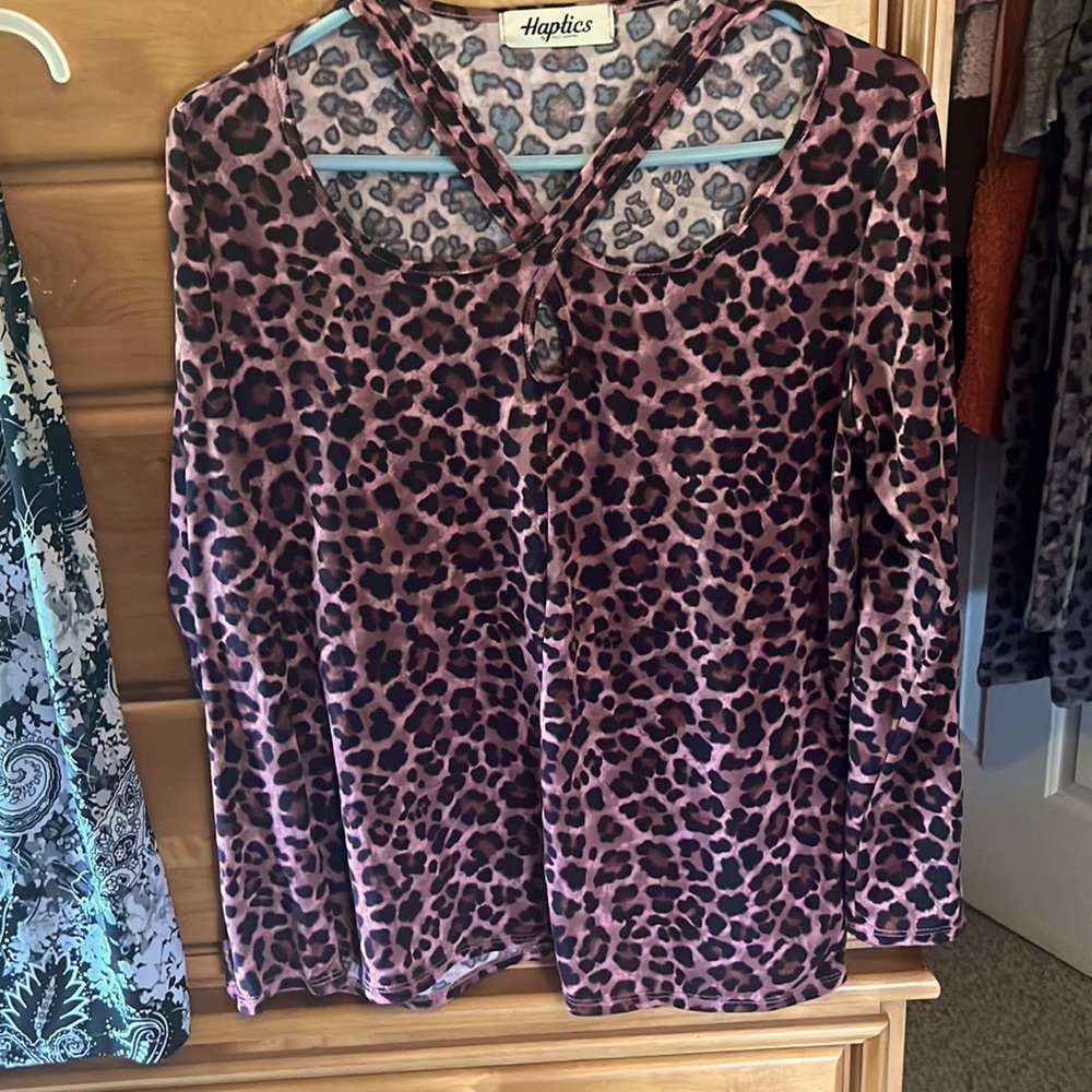 Medium pink animal print top